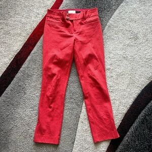 Anthropologie The Essential Slim Red Windowpane Trouser Pants